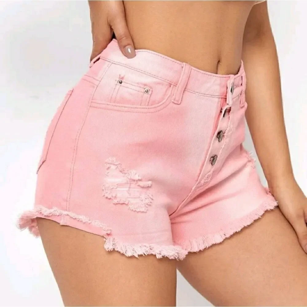 Ripped Denim Shorts